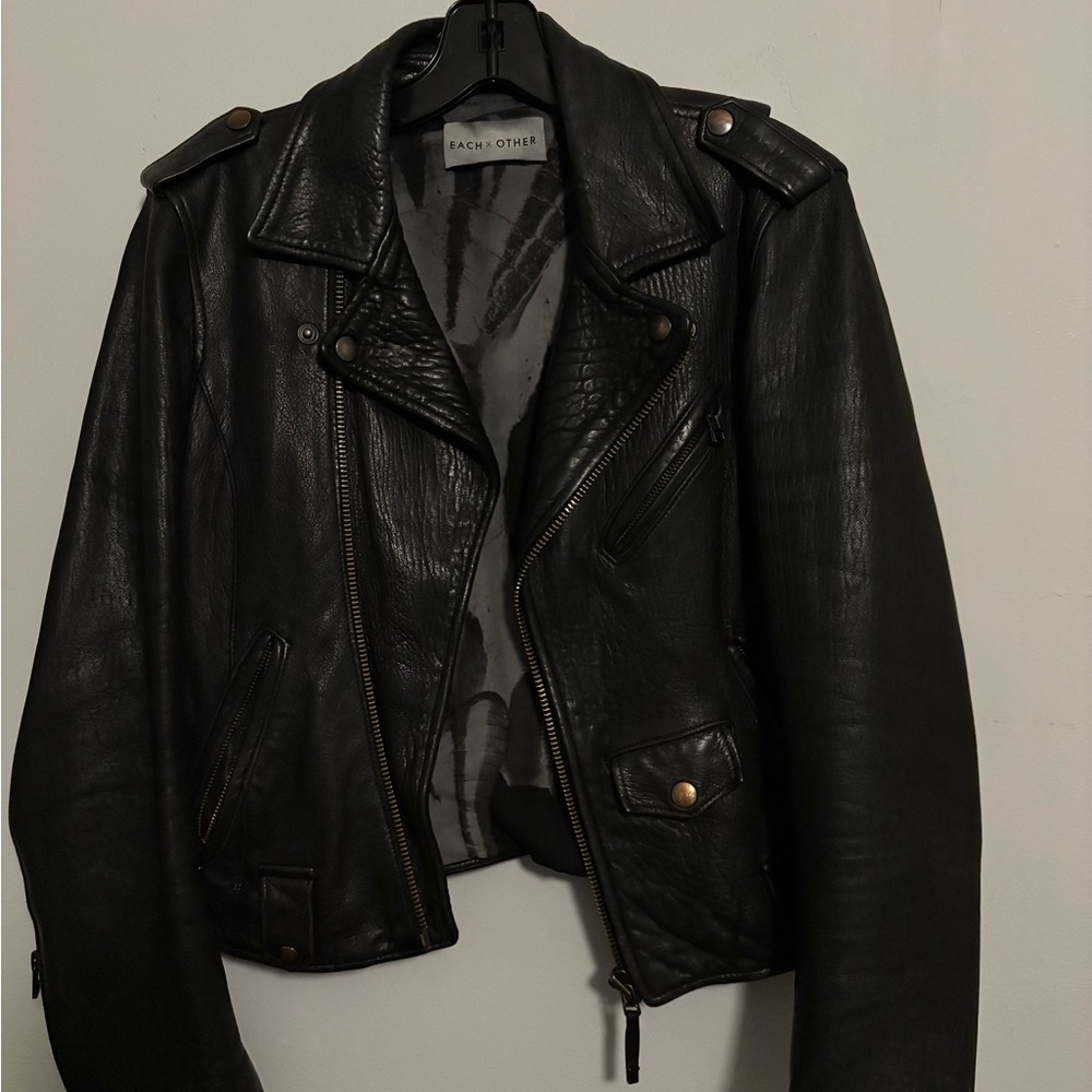 Each x Other Black Leather Moto Jacket